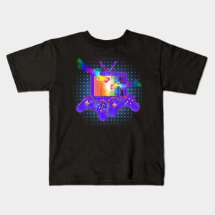 Gamer Gay Pride Rainbow Controllers and TV Black Kids T-Shirt